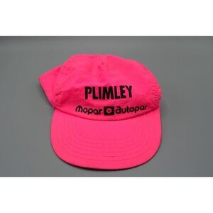 Plimley Mopar Autopar Neon Pink Adjustable Snapback Hat Vtg 100% Nylon